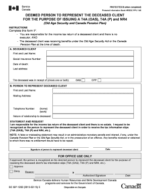 Deceased Client Representation Form