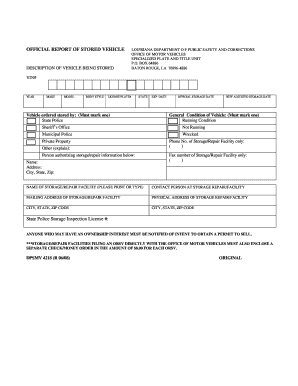 Louisiana Vehicle Storage Report