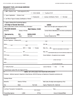 California Live Scan Request Form