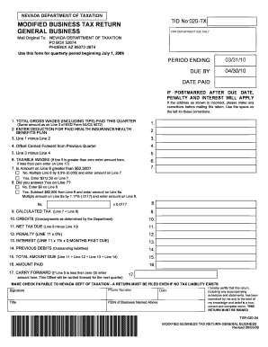Nevada Modified Business Tax Return