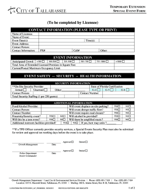 Florida Special Event License Extension Form