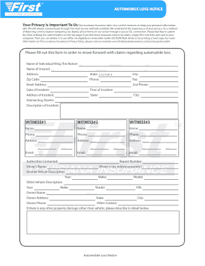 Automobile Loss Notice