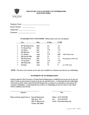 Voluntary Local Income Tax Withholding Election Form