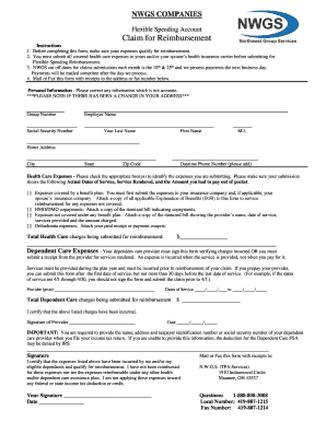 NWGS Flexible Spending Reimbursement Form
