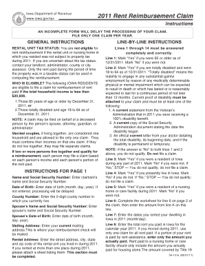 2011 Iowa Rent Reimbursement Claim