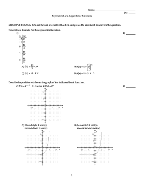 Exponential and Logarithmic Functions Quiz