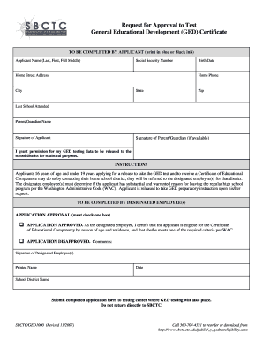 Request for Approval to Test GED Certificate