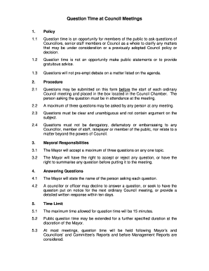 Glenelg Shire Council Question Time Form