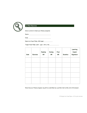 Fitness Progress Tracking Form