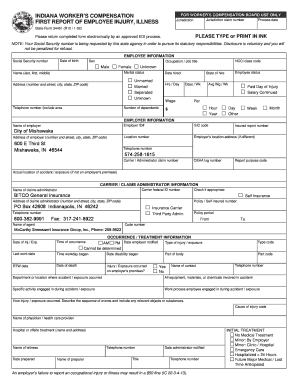 Indiana Worker's Compensation First Report of Injury