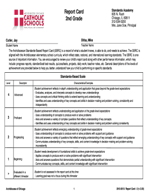 Archdiocesan Standards-Based Report Card