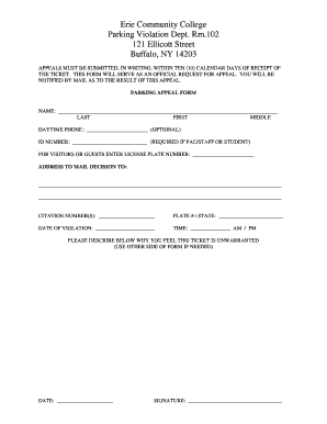 Parking Violation Appeal Form