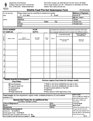 Wildlife Food Plot Soil Submission Form