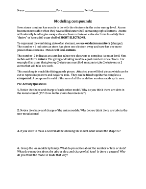 Science Worksheet Modeling Compounds