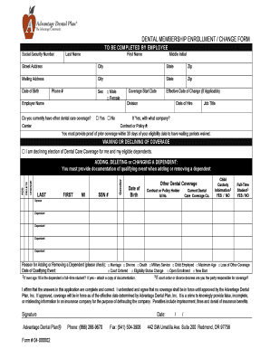 Dental Membership Enrollment Form