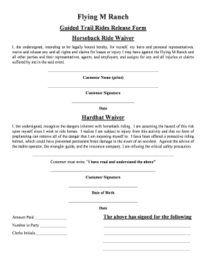 Flying M Ranch Horseback Ride Waiver