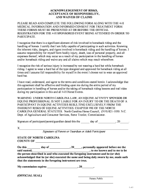 4-H Horse Event Waiver and Consent Form