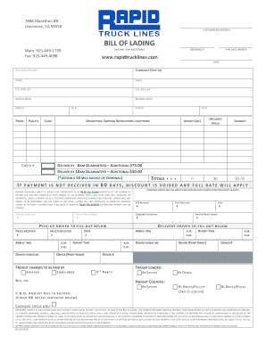 Bill of Lading Form