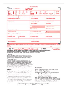 Form W-3 Transmittal of Wage and Tax Statements