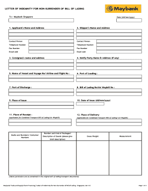 Letter of indemnity format - letter of indemnity maybank