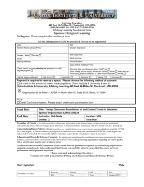Lifelong Learning Enrollment Form