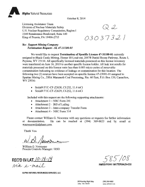 How to write a donation letter - Black Castle Mining Company Inc Termination Request Letter Dated 100814 - pbadupws nrc