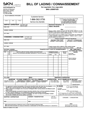 Bill of Lading / Connaissement