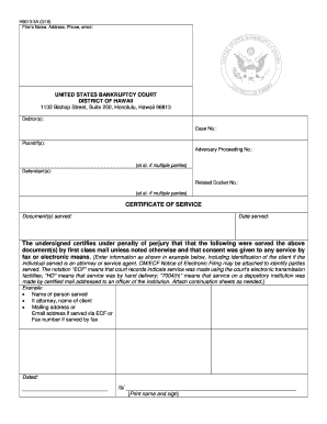 Certificate of Service