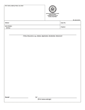 US Bankruptcy Court Hawaii Filing Form