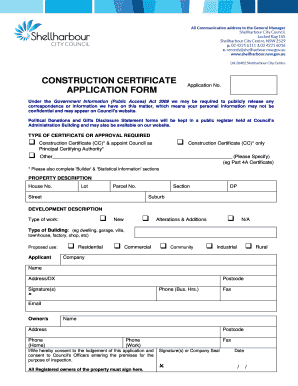 Construction Certificate Application Form