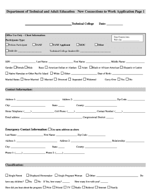 New Connections to Work Application