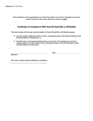 Certificate of Compliance with Rule 8015 or 8016