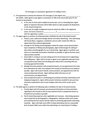 Commission agent agreement sample pdf - STC Dressage LLC Commission Agreement For Selling a Horse