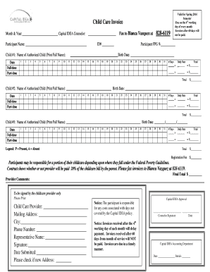 Child Care Invoice Template