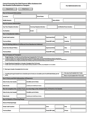 Non-Resident Authorization to Transport Firearms