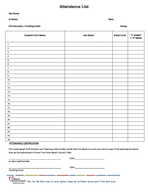 Attendance List Form