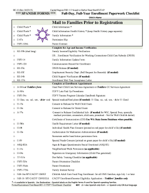 Lista de verificación de inscripción
