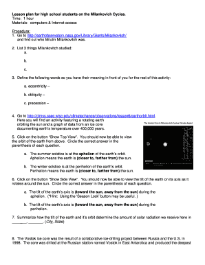 Lesson Plan on Milankovitch Cycles