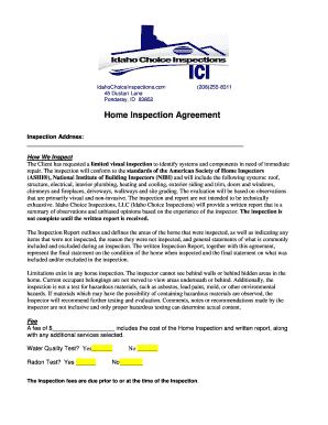 Idaho Home Inspection Agreement
