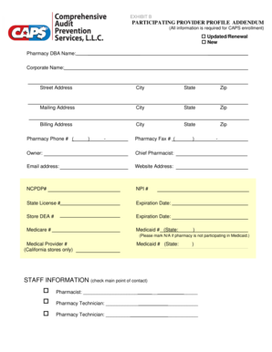 Participating Provider Profile Addendum