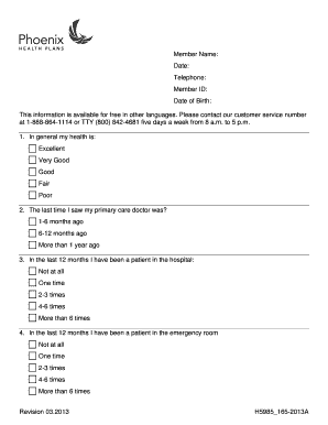 Health Assessment Form