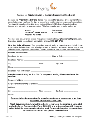Request for Redetermination of Medicare Prescription Drug Denial