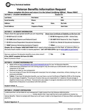 Veteran Benefits Information Request Form