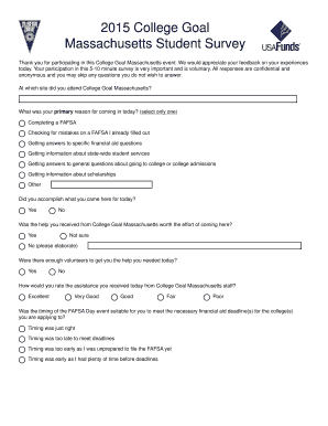 College Goal Massachusetts Student Survey