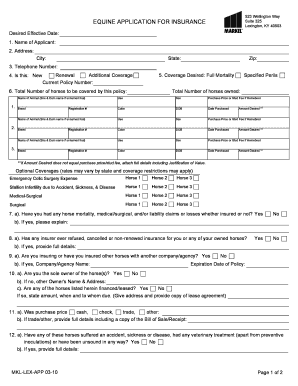 Equine Application for Insurance