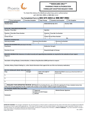 Medicare Pharmacy Prior Authorization Formulary Exception Request