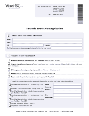 Tanzania Tourist Visa Application Form