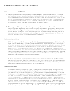 2014 Income Tax Return Engagement Letter