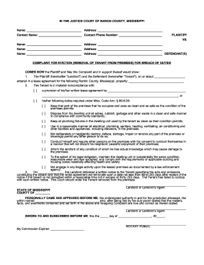 Mississippi Eviction Complaint Form
