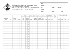 Soil Nutrient Analysis Form for Agronomic Crops